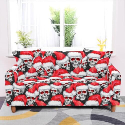 Cartoon Merry Christmas Sofa Cover Non Slip Stretch Skull Slipcovers L Shape Elastic Couch Covers For Living Room 1/2/3/4 Seat
