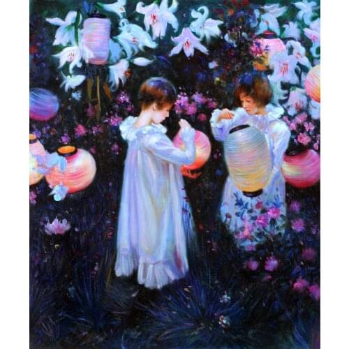 Portrait Art Carnation, Lily, Lily, Rose by John Singer Sargent Canvas Oil Painting Hand Painted 100% High Quality