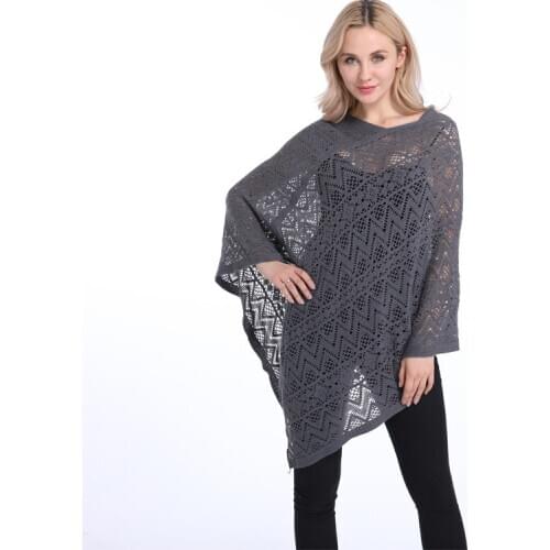 Plus Size Spring Autumn Women Sweaters Shawl Poncho Knitted Shirt Womens Beach Cape Cloak Femme V-neck Hollow Out Pullovers