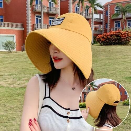 K58 Womens hat Summer Hat UV Protection Fashionable Big Brim Sun protectionCap Beach Sunhats Ponytail Hat Travel Visor Panama