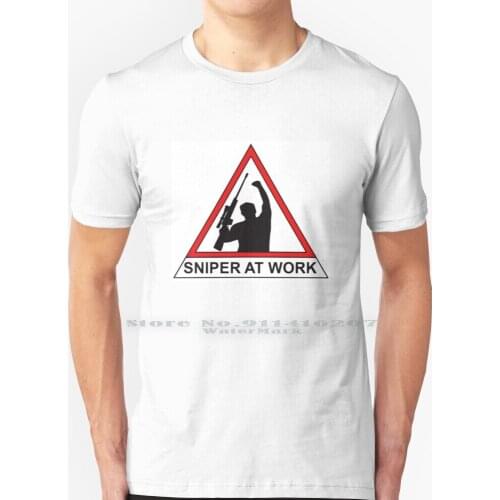 Sniper At Work T Shirt 100% Pure Cotton Sniper Sniper At Work Sniper Roadsign Roadsign Road Sign Sign Sign Post Sniping Snipers