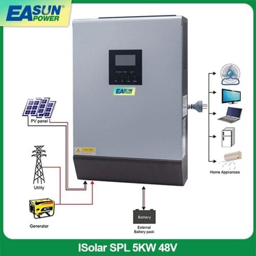 5KVA 4000W 220VAC Solar Inverter Pure Sine Wave Built-in PWM 48V 50A Solar Charge Controller with 60A AC Charger Hybrid Inverter