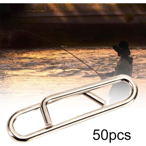 50Pcs Stainless Steel Fast Clip Lock Snap Swivels Solid Rings Snaps Fishing Tool Connector Quick Change Link Clips Interlock