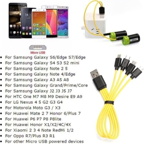 2/3/4 in1 Micro USB Charging Cable for Rechargeable Battery Samsung Xiaomi HTC