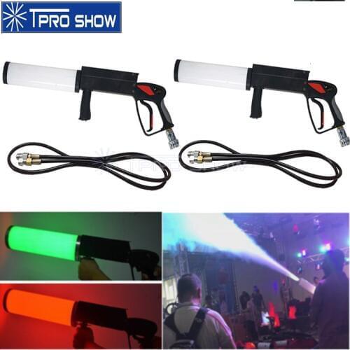 2Pcs DJ Gun CO2 Cannon Handheld Co2 Pistola Cryo Effect Machine RGB Colors Change Battery Powered LED Jet Pistol For Disco Club