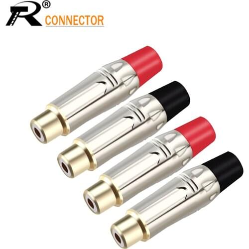 2pcs Nickel Plated RCA Female Jack Plug Conector Wire connector For Audio And Video Red&Black Color