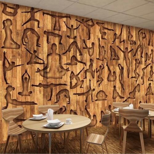 Papel de parede 3D,planks various fitness sports murals for yoga lounge club living room background decoration waterproof paper