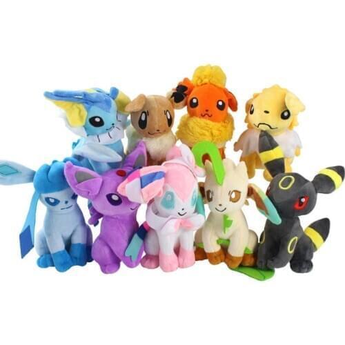 9Pcs/set POKEMON Plush Toy Glaceon Leafeon Umbreon Espeon Jolteon Vaporeon Flareon Eevee Sylveon Pocket Monster Pikachu Gift