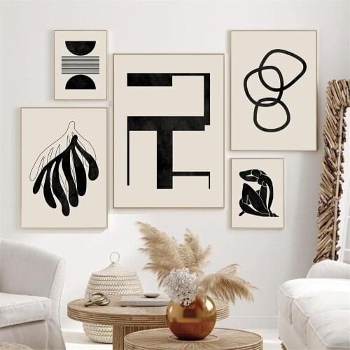 Abstract Poster Geometry Arch Wall Art Poster Yoga Art Print Black Thick Line Drawing Canvas Painting Nordic Pictures Home Decor