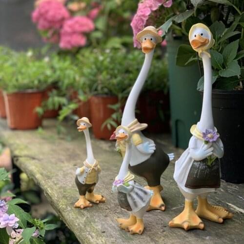 American Country Resin Cartoon Duck Family Decoration Garden Animal Gardening Decoration Home Decoration Accessories Home Decor