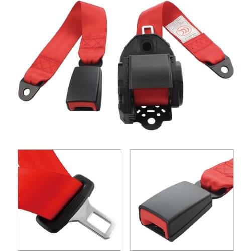 Emergency Locking safety strap webbing Red blue Retractable 3 point Car seat belt with screws Lap belt auto safety belt