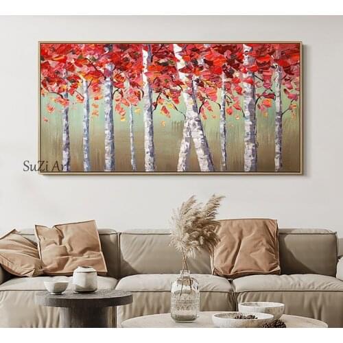 Large Hand Painted Abstract Beautiful Trees Canvas Painting Oil Painting Art Paintings Wall Decor Picture For Living Room Wall