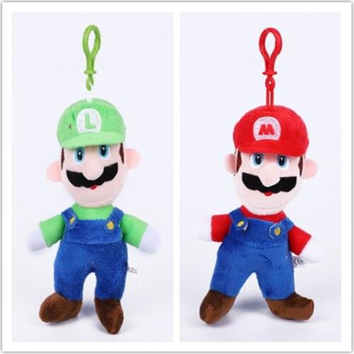 Mario KeyChains Pendants Kawaii Plush Toys Schoolbag Backpack Cartoon Comic Anime Model Doll Stuffed Toy For Children