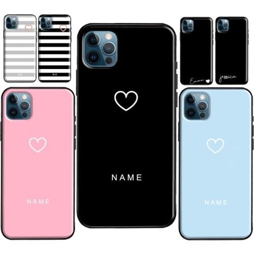 PERSONALISED HEART STRIPES Case For iPhone XR X XS Max SE 2020 6S 8 7 Plus Coque For iPhone 12 mini 11 Pro Max
