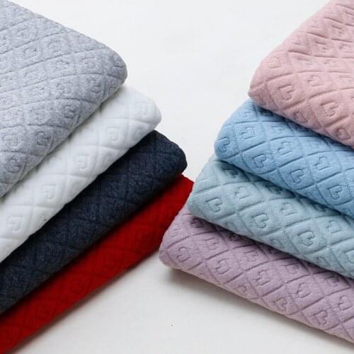 Cotton Three Layer Knitted Quilting Jacquard Fabric Thick Soft For Children Coat Dress Suits DIY Needlework 50X155cm