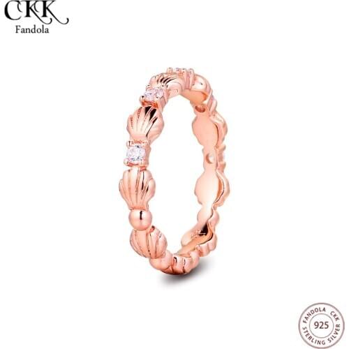 2020 New 925 Sterling Silver Ring Female Rose Sparkling Seashell Band Wedding Engagement Rings for Women Fine Jewelry anillos