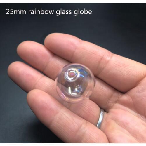 25mm Colorful Rainbow Beads Globe Glass Bubble Round Ball 6mm Hole Diy Glass Orbs Vial Pendants Necklace Wedding Decor 100pcs