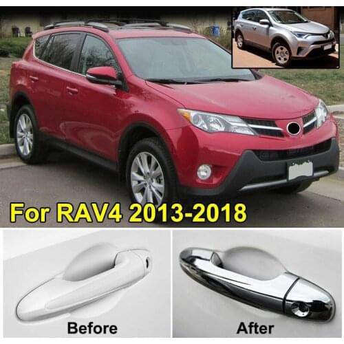ABS Chrome Door Handle Cover Trim Cap Catch Molding Garnish Overlay Protector for Toyota RAV4 2013-2018 Car Styling