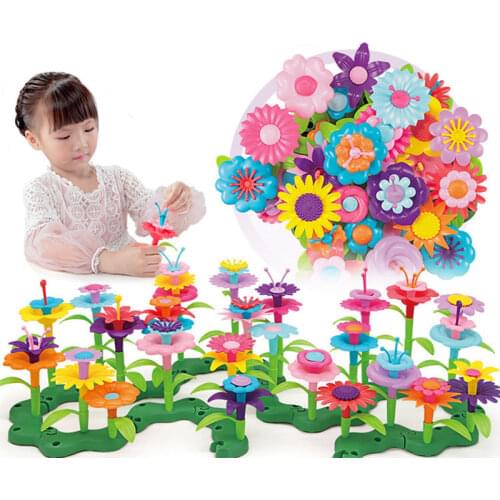 Creative DIY Bricks Toys Educational Assembly Blocks Gift 46pcs/set Dream Garden Series Girls Flower Interconnecting Blocks Toys
