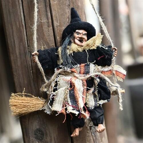 2021 Halloween Hanging Doll Decoration Ghost Witch Horror Scary Hanging Ghost Flying Witch Pendant Festival Bar Decoration