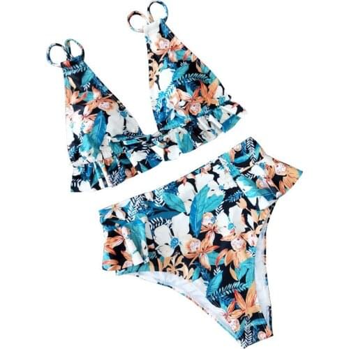 Ruffled Bikini Print Split Swimsuit Ladies Swimwear Bathing Suits Woman 2 Piece Set for Swimming Bathing Spa Surfing swimsuits