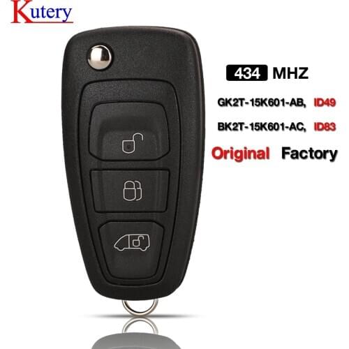 Kutery 5pcs 434MHz 4d(83)/id49 Chip BK2T-15K601-AC,GK2T-15K601-AB Remote Key Fob 3 Button for Ford Transit Custom 2014 2015 2016