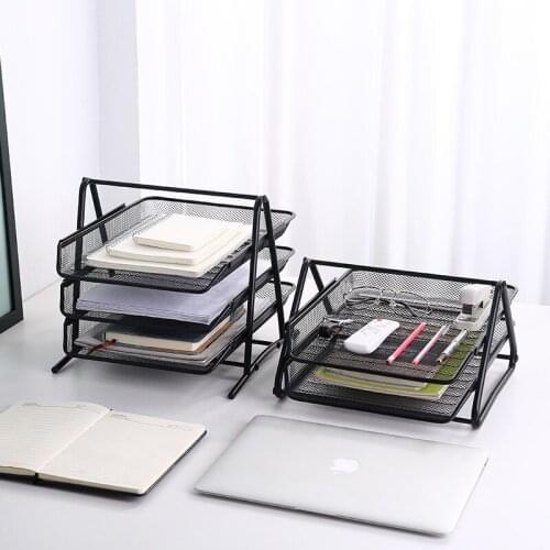 Metal Multi-Layer Desktop Basket Detachable Office Documents Finishing Organizer Portable Decoration Files Books Storage Baskets