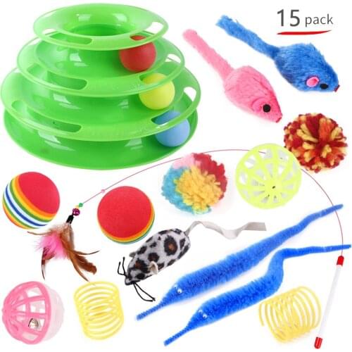 Cat Toys Pet Cat Toy Combination Sets Cat Turntable Toys Funny Cat Sticks Feather Bell Ball Cat Supplies Pet Toys Supplies