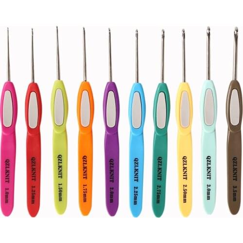 Plastic Handle Aluminum Crochet Hooks 1.0mm-3.5mm Yarn Knitting Needles Set for Sweater DIY Weave Craft Tools 10/8pcs/set
