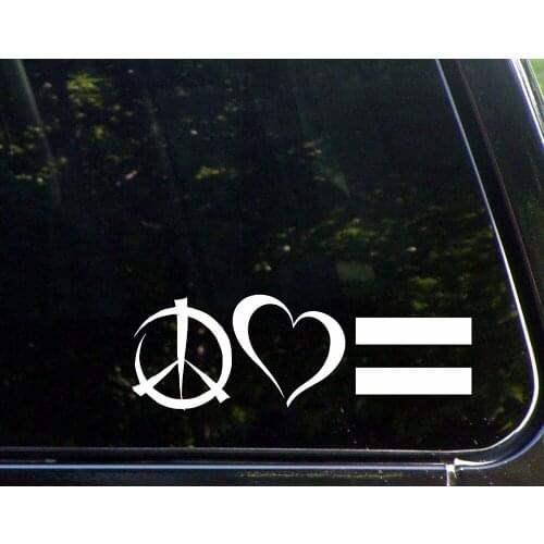 Peace Love Equality (8-3/4" x 3") Die Cut Decal Bumper Sticker For Windows, Cars, Trucks, Laptops, Etc