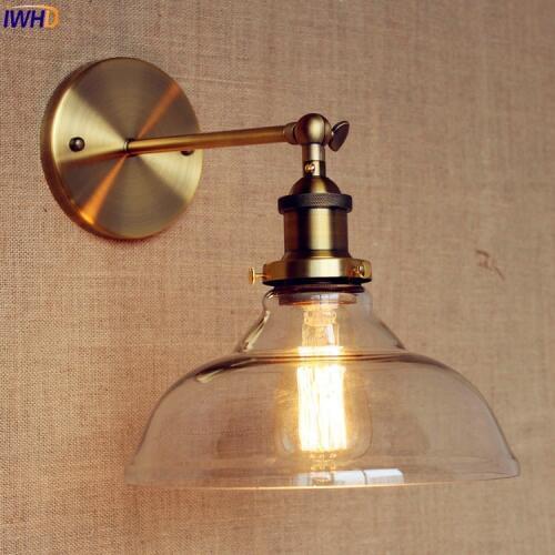 IWHD Glass Edison Retro Wall Light Bar Coffe Antique Beside Vintage Wall Lamp Edison Sconce Wandlamp Lampara Pared Industrial