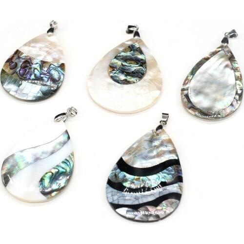 Natural Abalone Shell Pendant Necklace Multiple Styles White Black Shell Charms for Women Making Jewelry Necklace Bracelet Gift