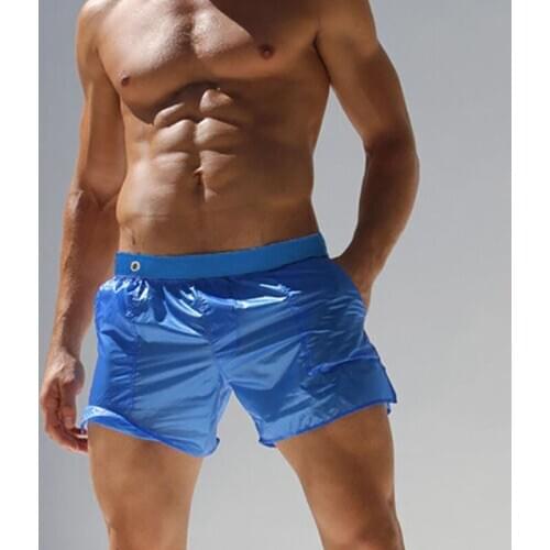 BeachWear Swimwear Hawaii Translucent Short Mens Bodybuilding Trunks Male Sexy Swimwear Workout Short Phantom Beach Boardshorts