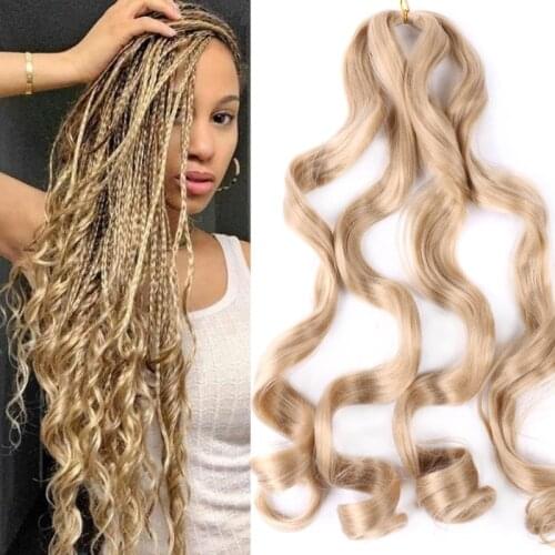 Full Star 22" Knotless Spiral Curl Twist Pre Stretched Crochet Braids Hair Black Ombre Blonde Braiding Hair Bulk Loose Wave