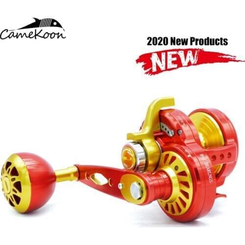 CAMEKOON Slow Jigging Fishing Reel Gear Ratio 6.3:1 Max Drag 32KG Left/Right Hand Saltwater Trolling wheel 3 handles for choice
