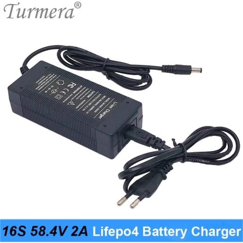 Lifepo4 16S 58.4V 2A Smart Battery Charger For 18650 32650 32700 Lithium Iron Phosphate Battery Pack 51.2V 57.6V Use F19 Turmer