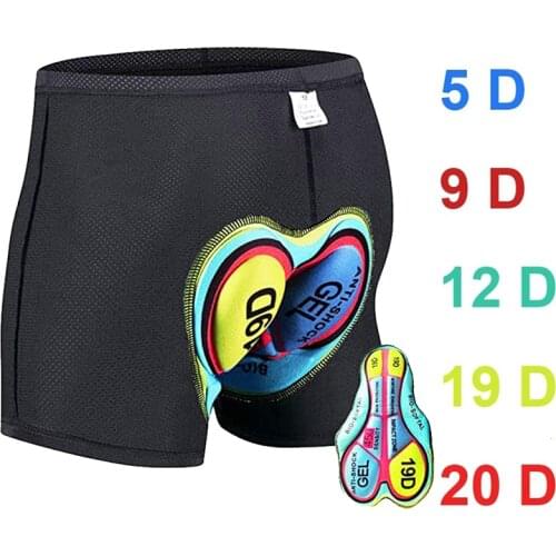 3D Gel Pad Shockproof Cycling Shorts 5D 20D Men Women Underpant MTB Road Bike Liner Shorts Quick-Drying Bicycle Padded Underwear