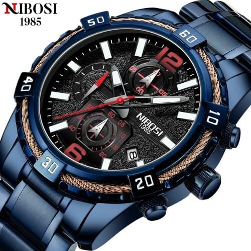 NIBOSI Military Top Luxury Mens Watch Sport Casual Quartz Watch Mens Waterproof Chronograph Auto Date Clock Relogio Masculino