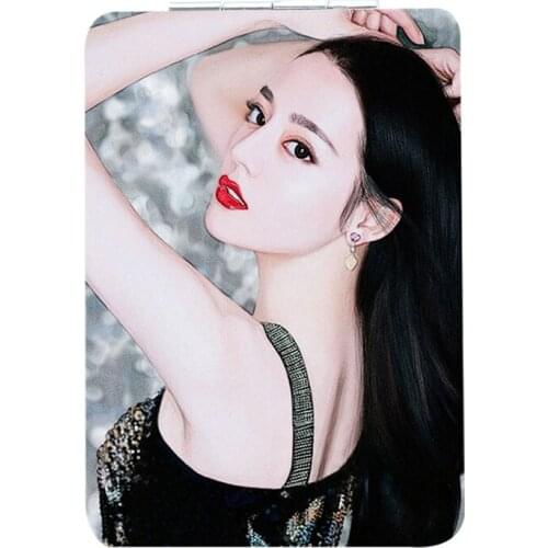 Youhaken Beauty Star Shape Fashion Pocket Mirror Folding Leather PU Portable Korean Pop Boy Makeup Travel Wallet Mirror