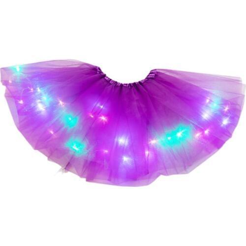 14 Colors Women Star Sequins Tutu Skirt LED Light Up Neon Colorful Stage Dance Wear Party Cosplay Short Dress