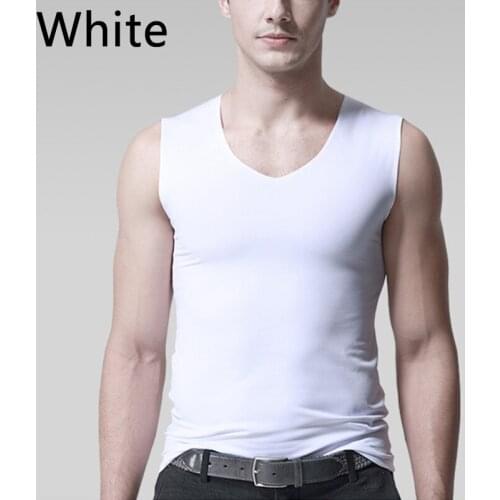 2PC Ice Silk Traceless Mens Vest Mens Summer Fit V Neck Youth Sports Hurdle Sleeveless Underwear Base T-Shirt