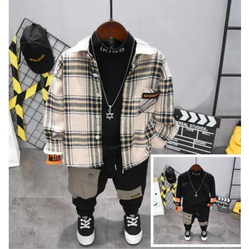 Winter Baby Sport Boys Clothing Sets Boys Clothes Suits Boys Outerwear boys plush shirt,plush sweater,plush pants Suits 2-6Year