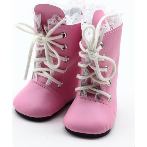 1Pair Fashion PU Leather Doll Boots for 18 Inch Dolls and 43cm Baby Doll Shoes Accessories Toys Best Gift for Kids