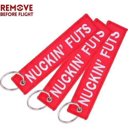 100PCS Nuckin' Futs Keying Chains Keychain for Motorcycle Car Accessories Embroidery Key Rings Chain for Aviation Gifts OEM Tags