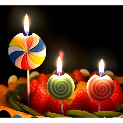 3PCS/SET Creative Lollipop Style Candle Cake Candle Long Curving Cake Safe Flames Kids Birthday Cake Romantic Decorations