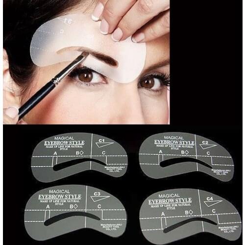 4Pcs Eyebrow Shaping Stencil Set Grooming Tools Drawing Card for Dashing Eyebrows C1-C4 MH88
