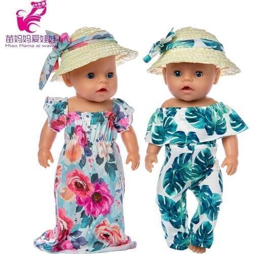 43cm Baby New Born Doll Clothes Summer Party Dress Set 18 Inch Doll Clothes Dress Set Children Christmas Gift