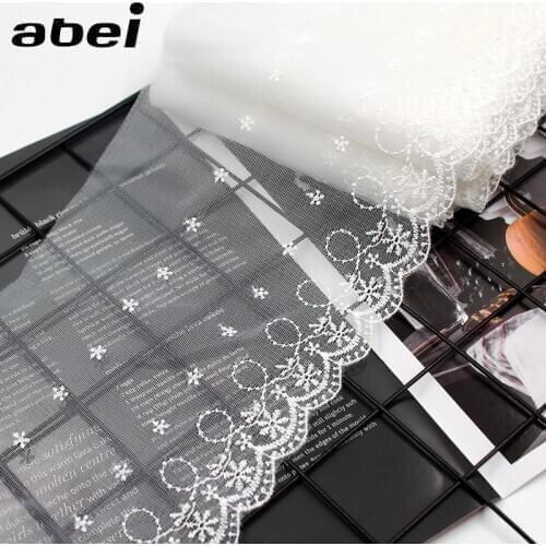 5yards/lot White Pink Mesh Fabric Embroidered Flower Lace Trimming Baby Girls Dress Edge Wrap Wedding Party Cafts DIY Patchwork