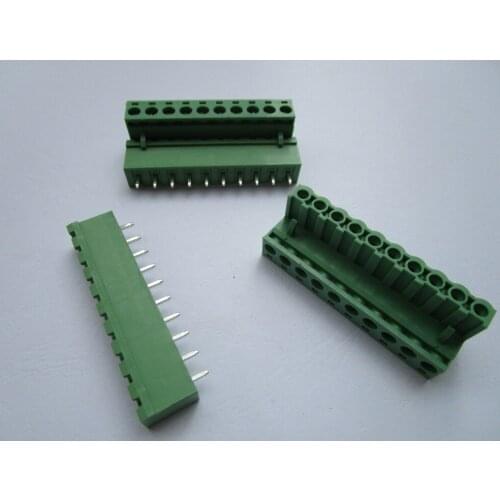 50 Pcs Close Straight 10 pin/way Pitch 5.08mm Screw Terminal Block Connector Green Color Pluggable Type With Straight pin