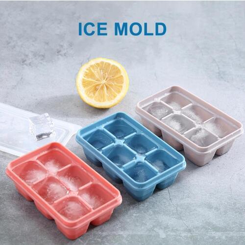 6 Grid Food Grade Silicone Ice Tray Home with Lid DIY Ice Cube Mold Square Shape Ice Cream Maker Kitchen Bar Accessories